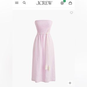 J Crew Smocked Strapless Linen Dress